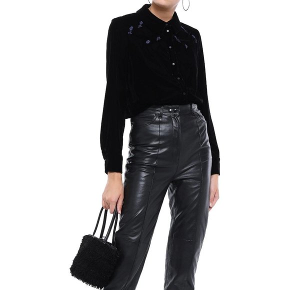 NWT MAJE Embroidered Velvet Shirt - Picture 1 of 9